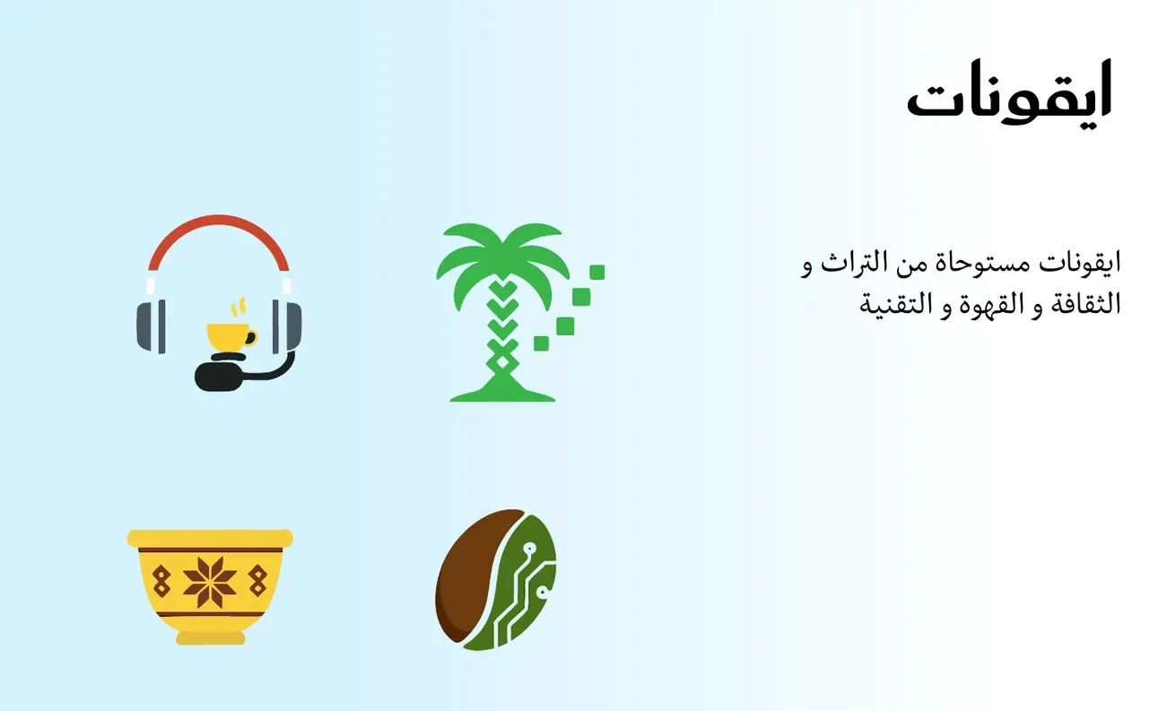 الأيقونات في هوية فنجان رقمي